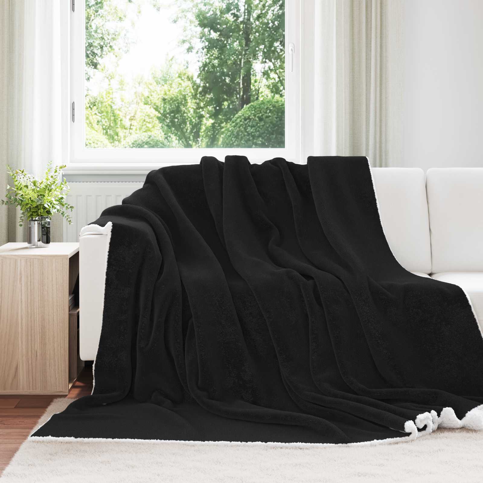 Kastteppe Svart 220 X 240 Cm Fleece