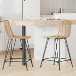 Barstol 2 Pcs Naturlig 44,5 X 54,5 X 97,5 Cm Rattan Og Jern