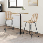Barstol 2 Pcs Naturlig 44,5 X 54,5 X 97,5 Cm Rattan Og Jern