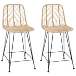 Barstol 2 Pcs Naturlig 44,5 X 54,5 X 97,5 Cm Rattan Og Jern