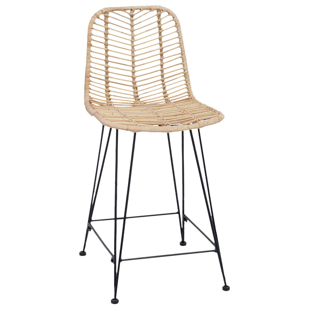 Barstol 2 Pcs Naturlig 44,5 X 54,5 X 97,5 Cm Rattan Og Jern