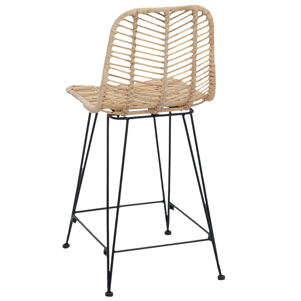 Barstol 2 Pcs Naturlig 44,5 X 54,5 X 97,5 Cm Rattan Og Jern