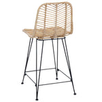 Barstol 2 Pcs Naturlig 44,5 X 54,5 X 97,5 Cm Rattan Og Jern