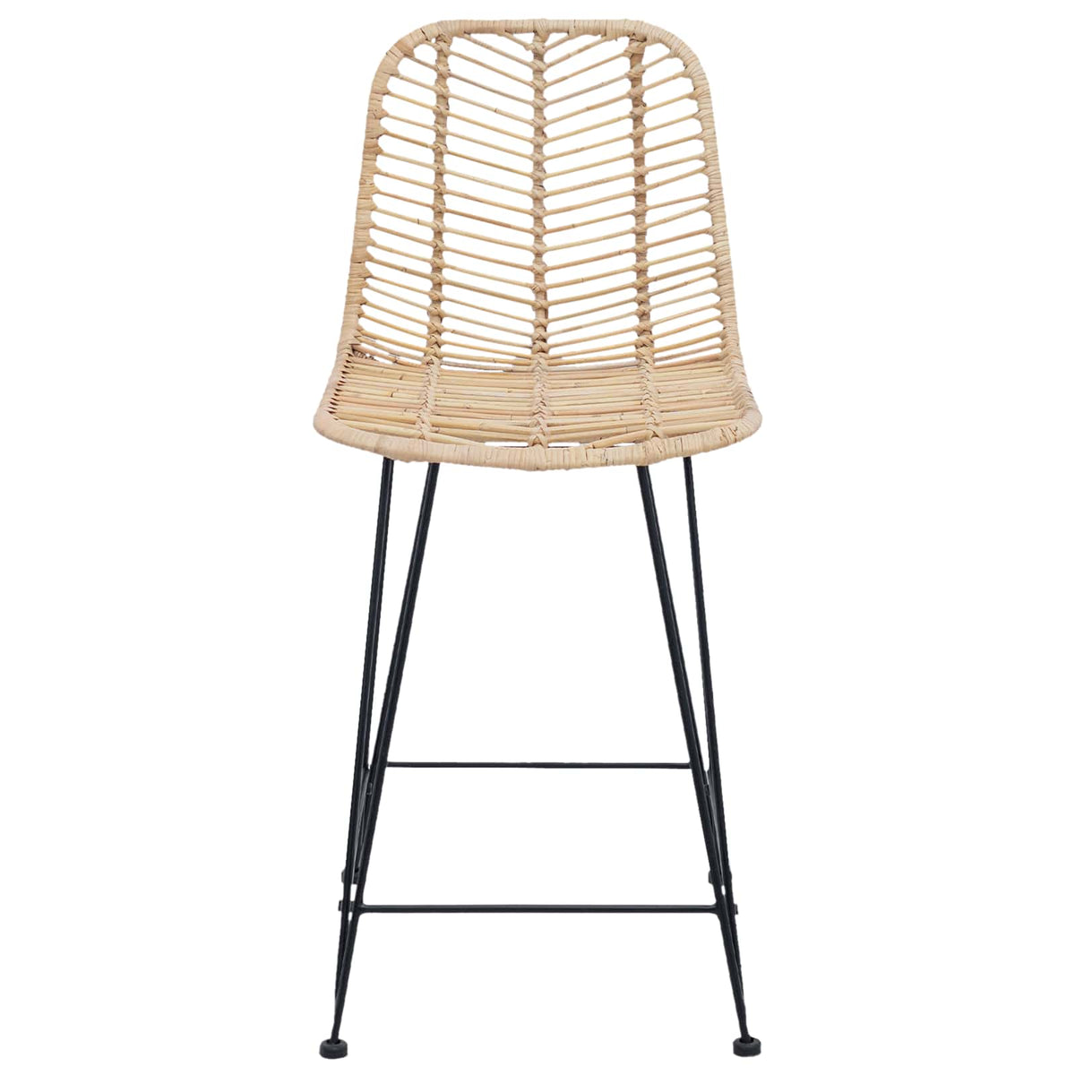 Barstol 2 Pcs Naturlig 44,5 X 54,5 X 97,5 Cm Rattan Og Jern