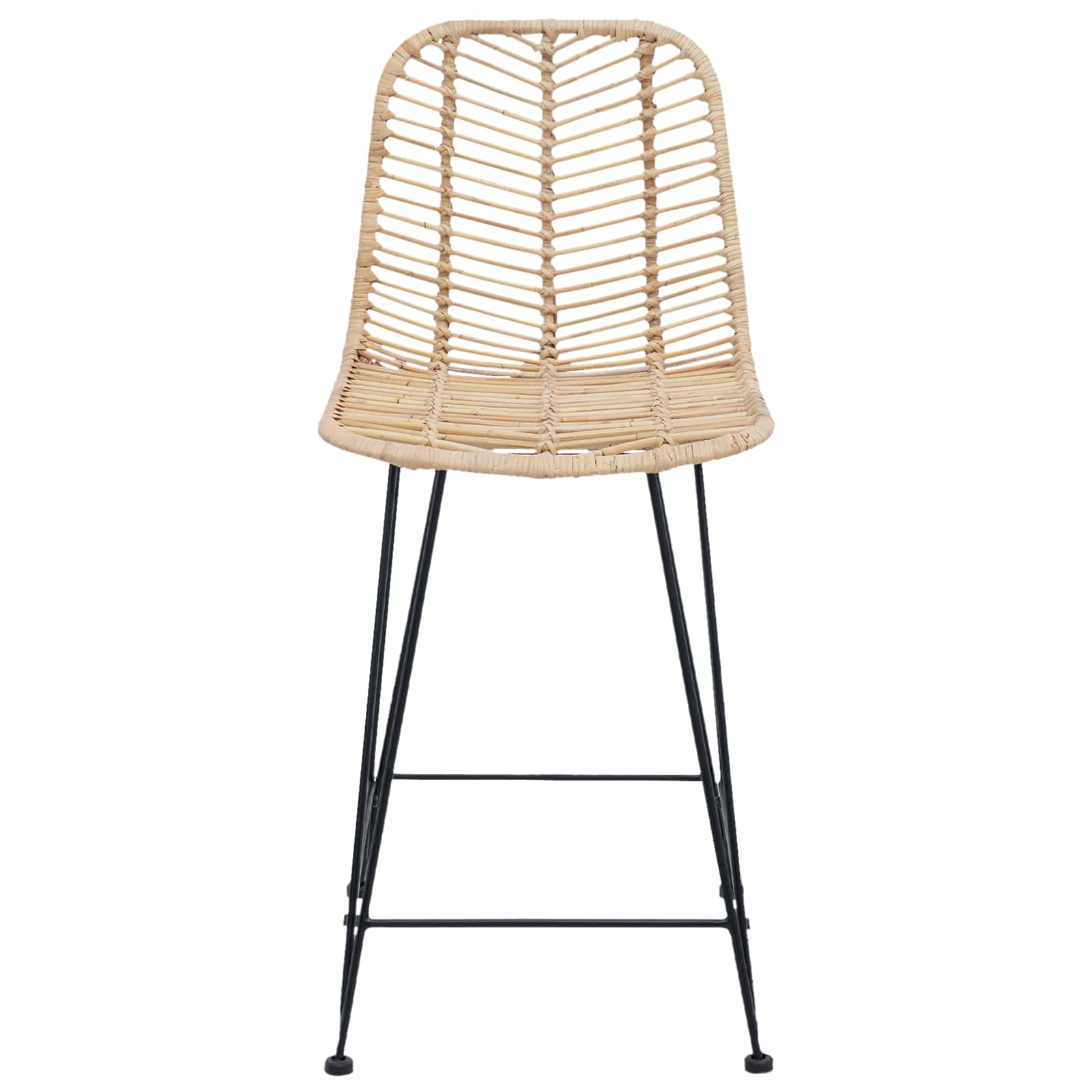 Barstol 2 Pcs Naturlig 44,5 X 54,5 X 97,5 Cm Rattan Og Jern