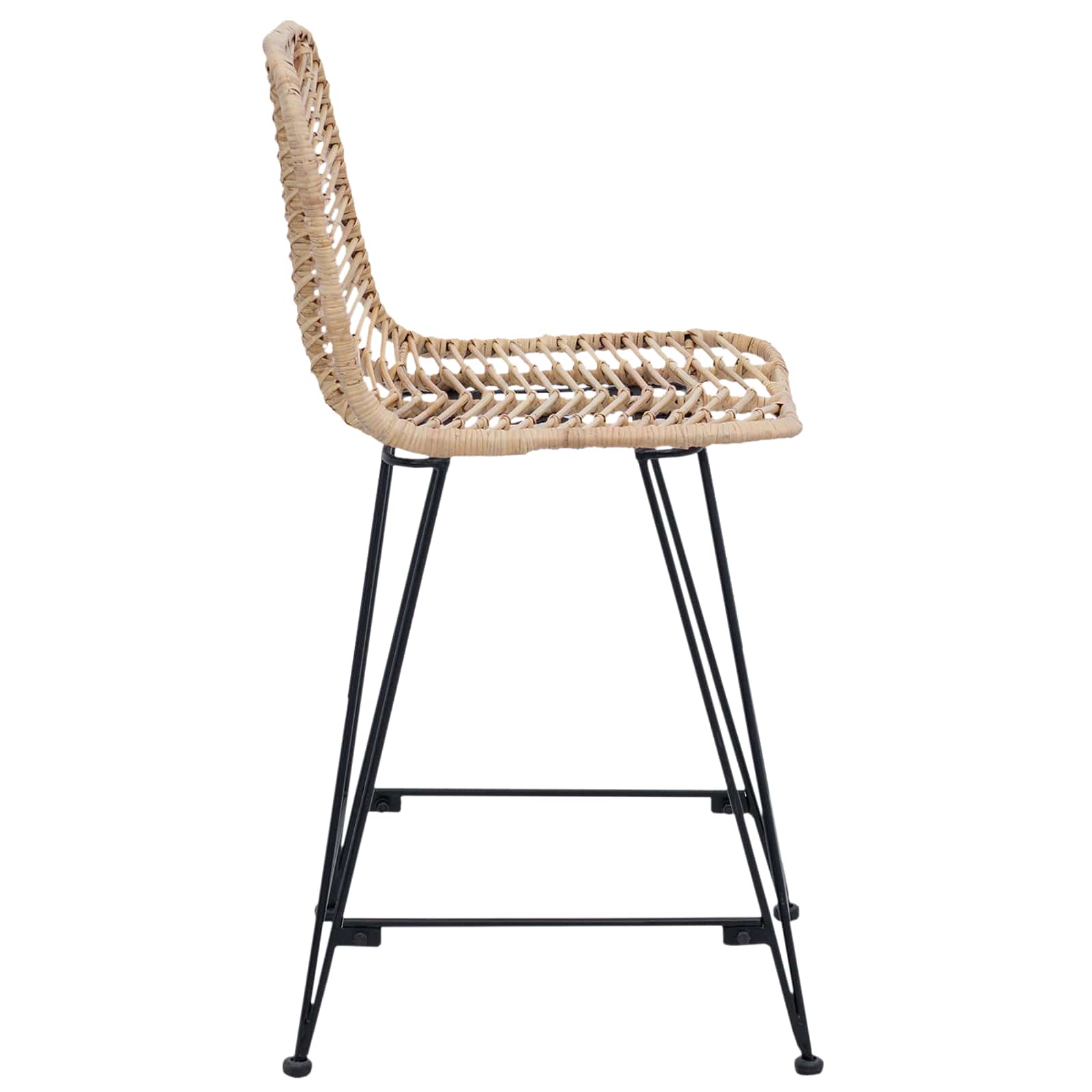 Barstol 2 Pcs Naturlig 44,5 X 54,5 X 97,5 Cm Rattan Og Jern