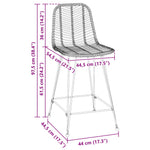 Barstol 2 Pcs Naturlig 44,5 X 54,5 X 97,5 Cm Rattan Og Jern
