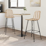 Barstol 2 Pcs Naturlig 44,5 X 53 X 111 Cm Rattan Og Jern