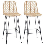 Barstol 2 Pcs Naturlig 44,5 X 53 X 111 Cm Rattan Og Jern