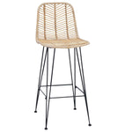 Barstol 2 Pcs Naturlig 44,5 X 53 X 111 Cm Rattan Og Jern