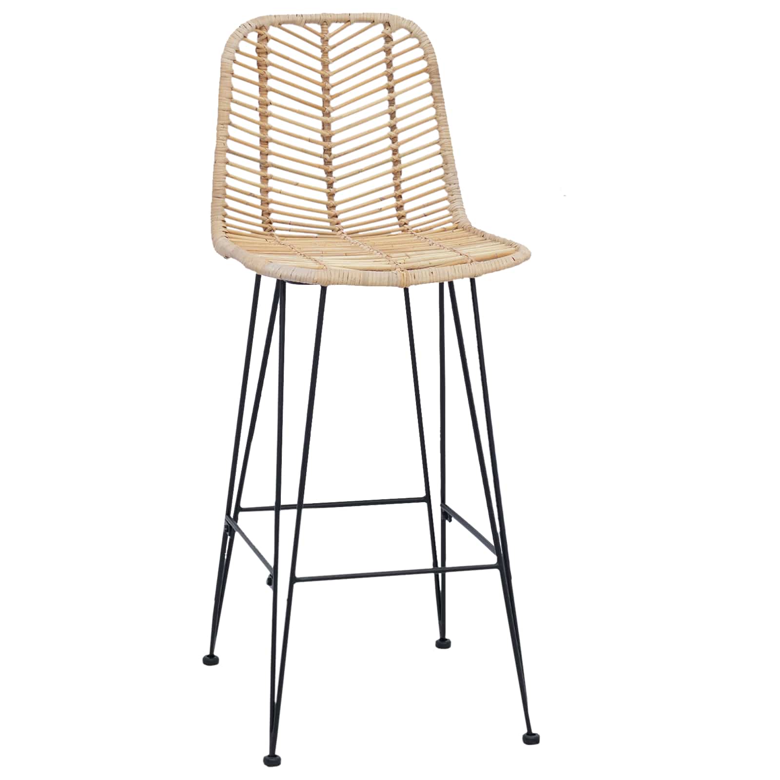 Barstol 2 Pcs Naturlig 44,5 X 53 X 111 Cm Rattan Og Jern