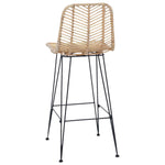 Barstol 2 Pcs Naturlig 44,5 X 53 X 111 Cm Rattan Og Jern