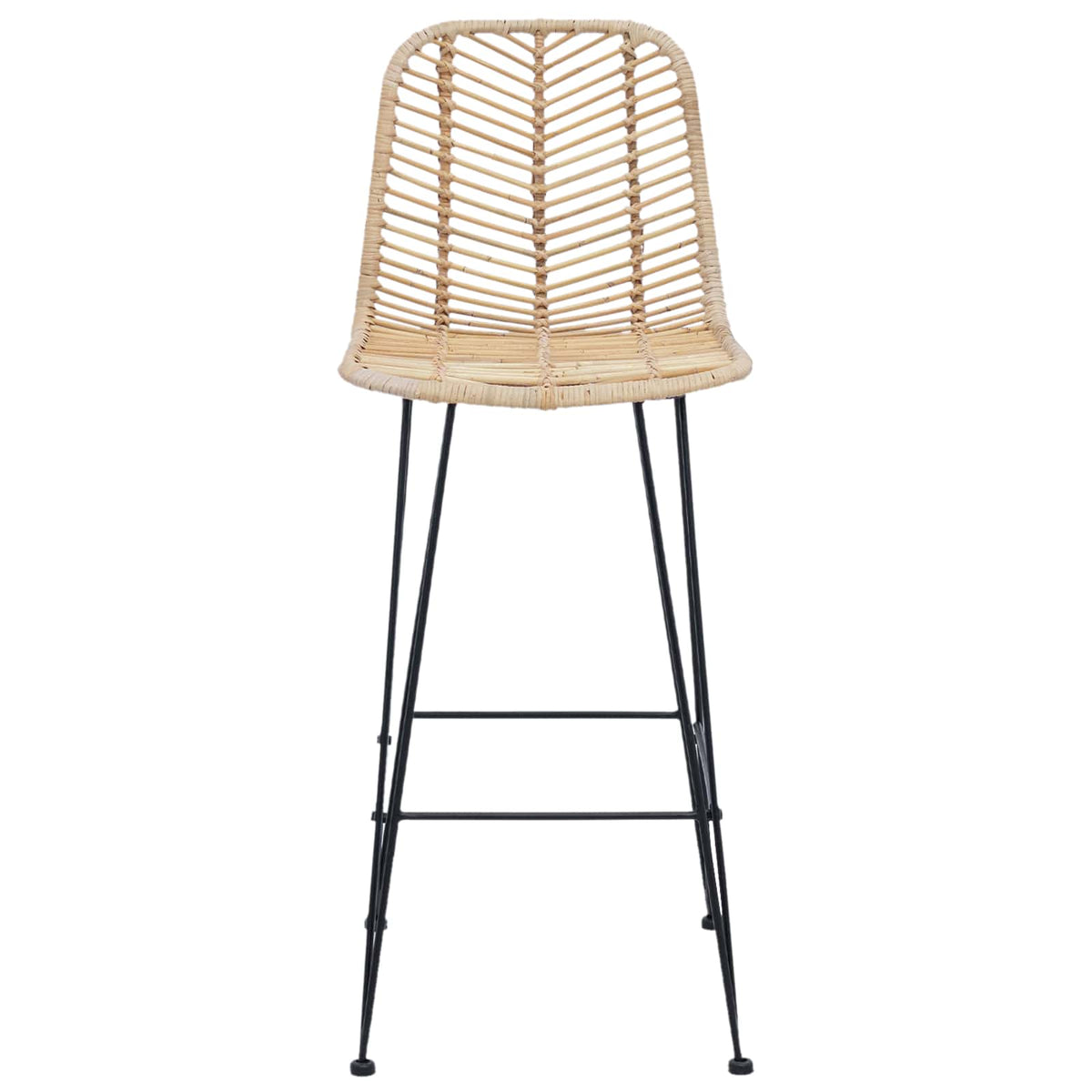 Barstol 2 Pcs Naturlig 44,5 X 53 X 111 Cm Rattan Og Jern