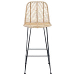 Barstol 2 Pcs Naturlig 44,5 X 53 X 111 Cm Rattan Og Jern
