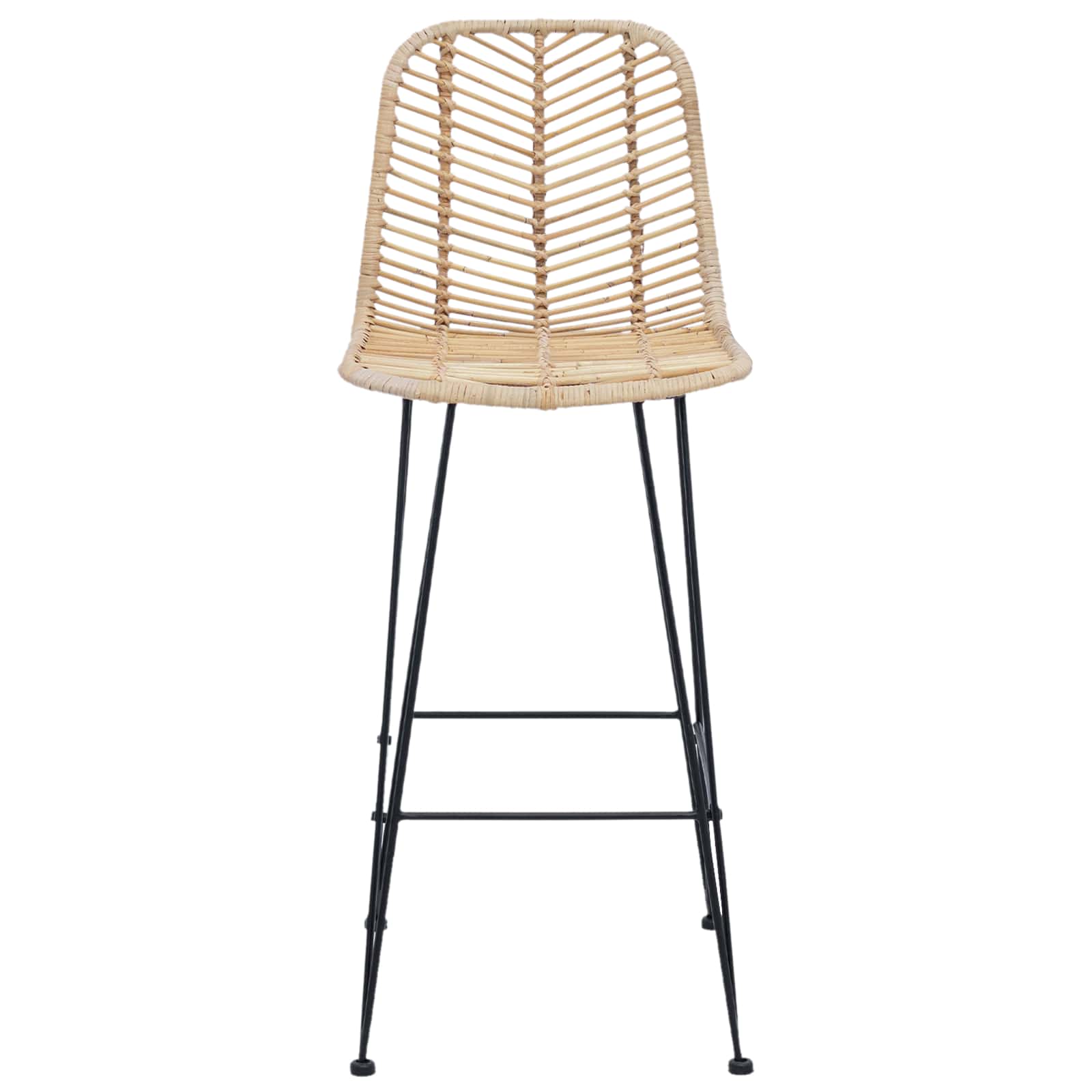 Barstol 2 Pcs Naturlig 44,5 X 53 X 111 Cm Rattan Og Jern
