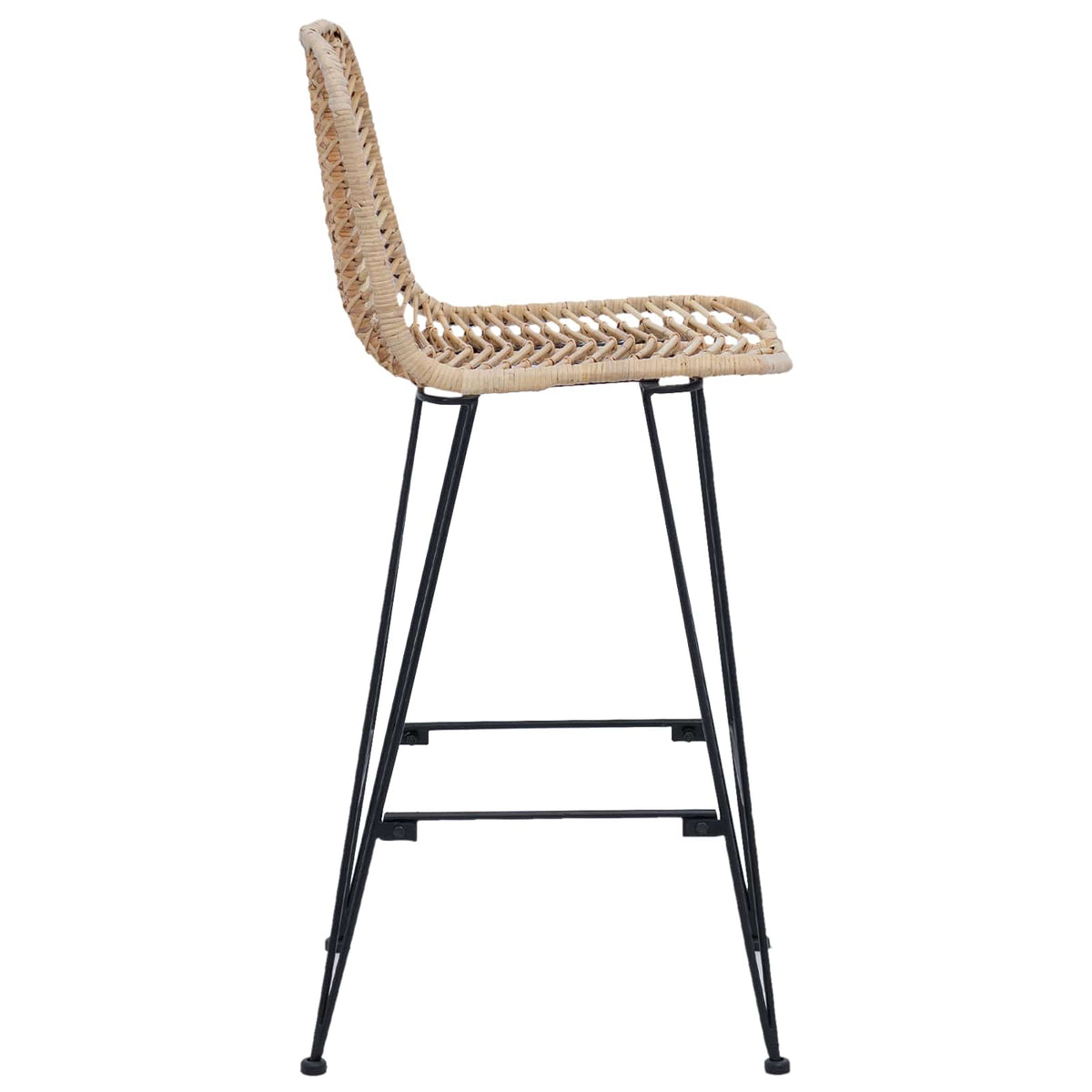 Barstol 2 Pcs Naturlig 44,5 X 53 X 111 Cm Rattan Og Jern