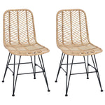 Spisestuestol 2 Pcs Naturlig 44,5 X 55 X 85 Cm Rattan Og Jern