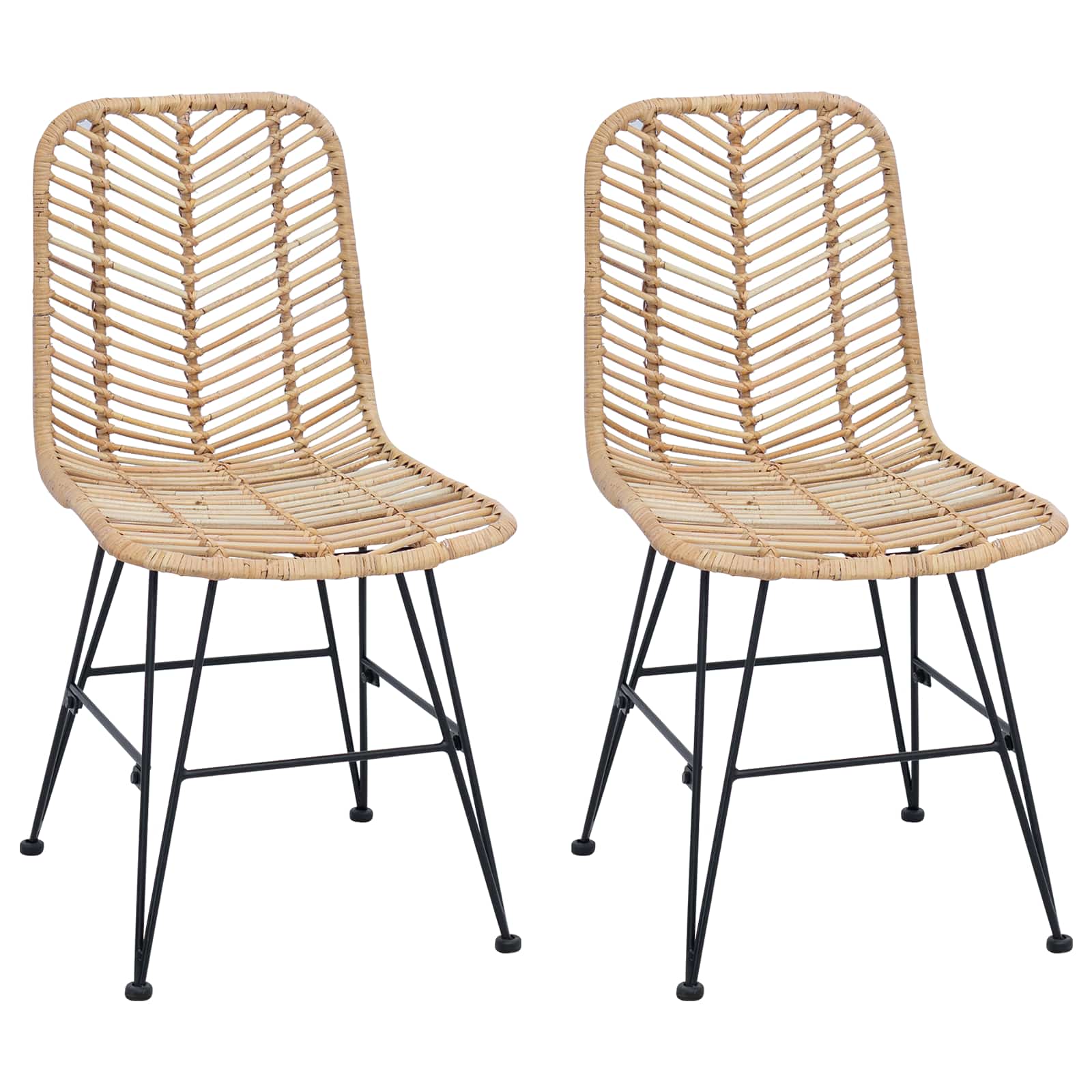 Spisestuestol 2 Pcs Naturlig 44,5 X 55 X 85 Cm Rattan Og Jern