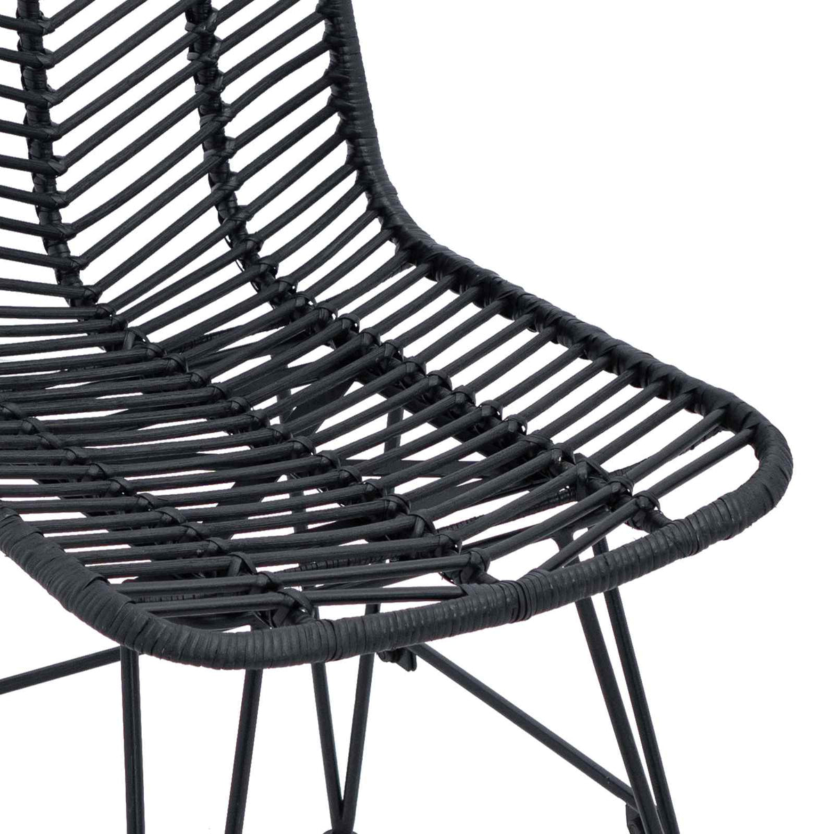 Spisestuestol 2 Pcs Svart 44,5 X 55 X 85 Cm Rattan Og Jern