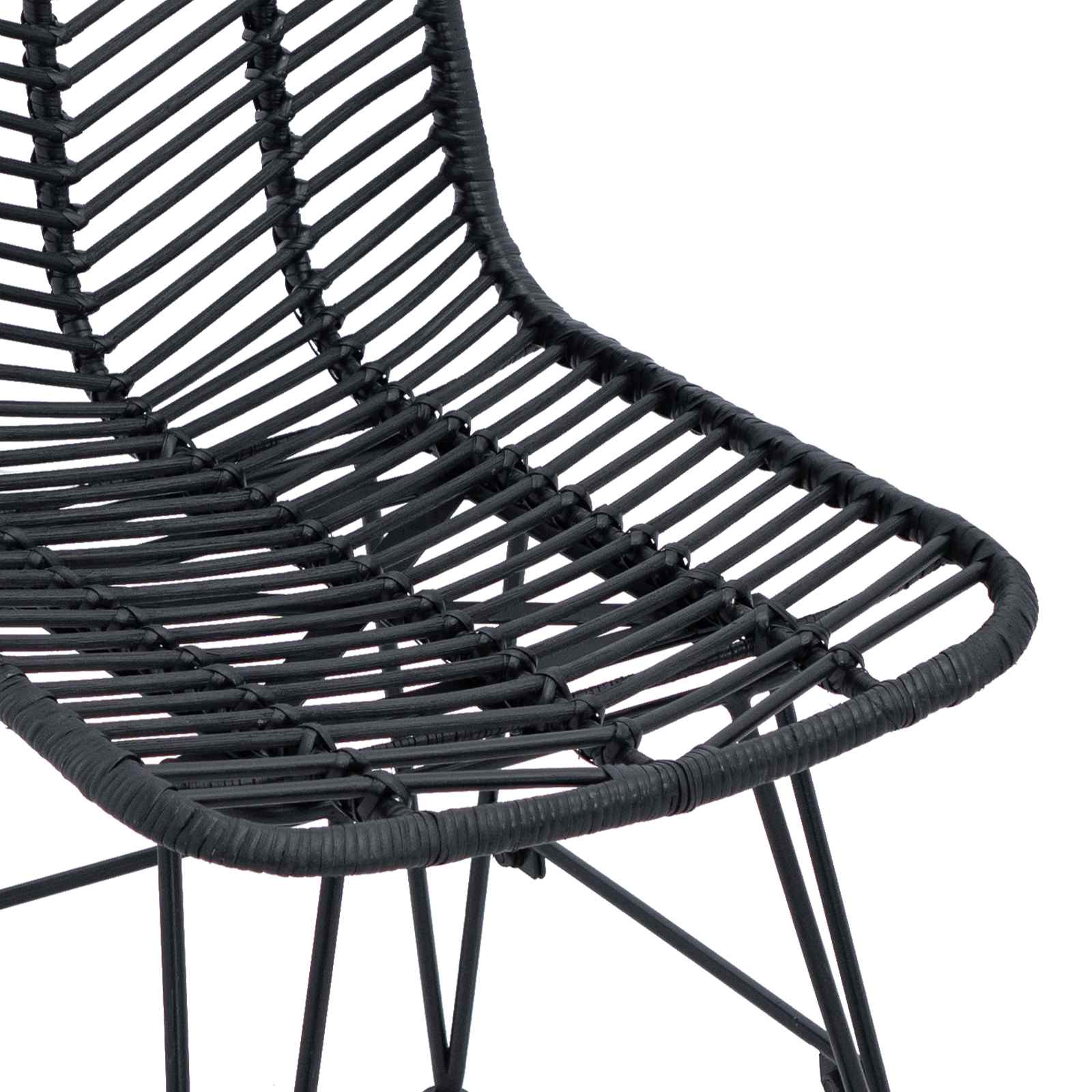 Spisestuestol 2 Pcs Svart 44,5 X 55 X 85 Cm Rattan Og Jern