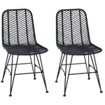 Spisestuestol 2 Pcs Svart 44,5 X 55 X 85 Cm Rattan Og Jern