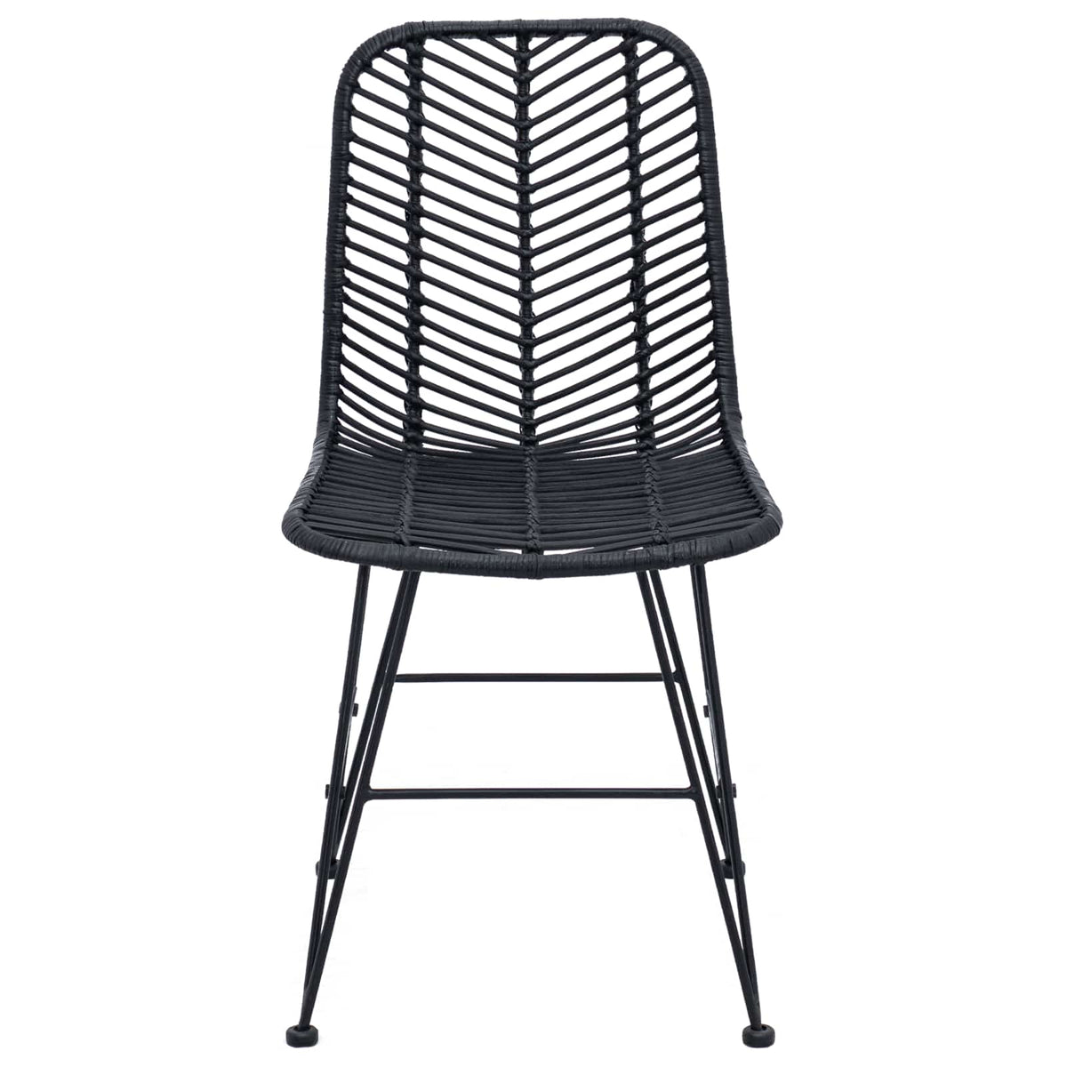 Spisestuestol 2 Pcs Svart 44,5 X 55 X 85 Cm Rattan Og Jern