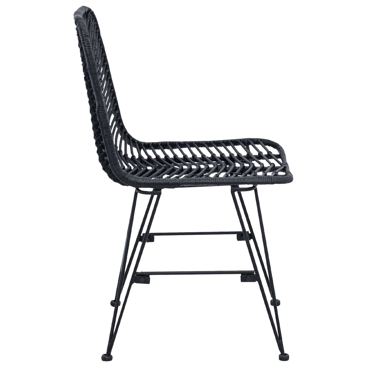 Spisestuestol 2 Pcs Svart 44,5 X 55 X 85 Cm Rattan Og Jern