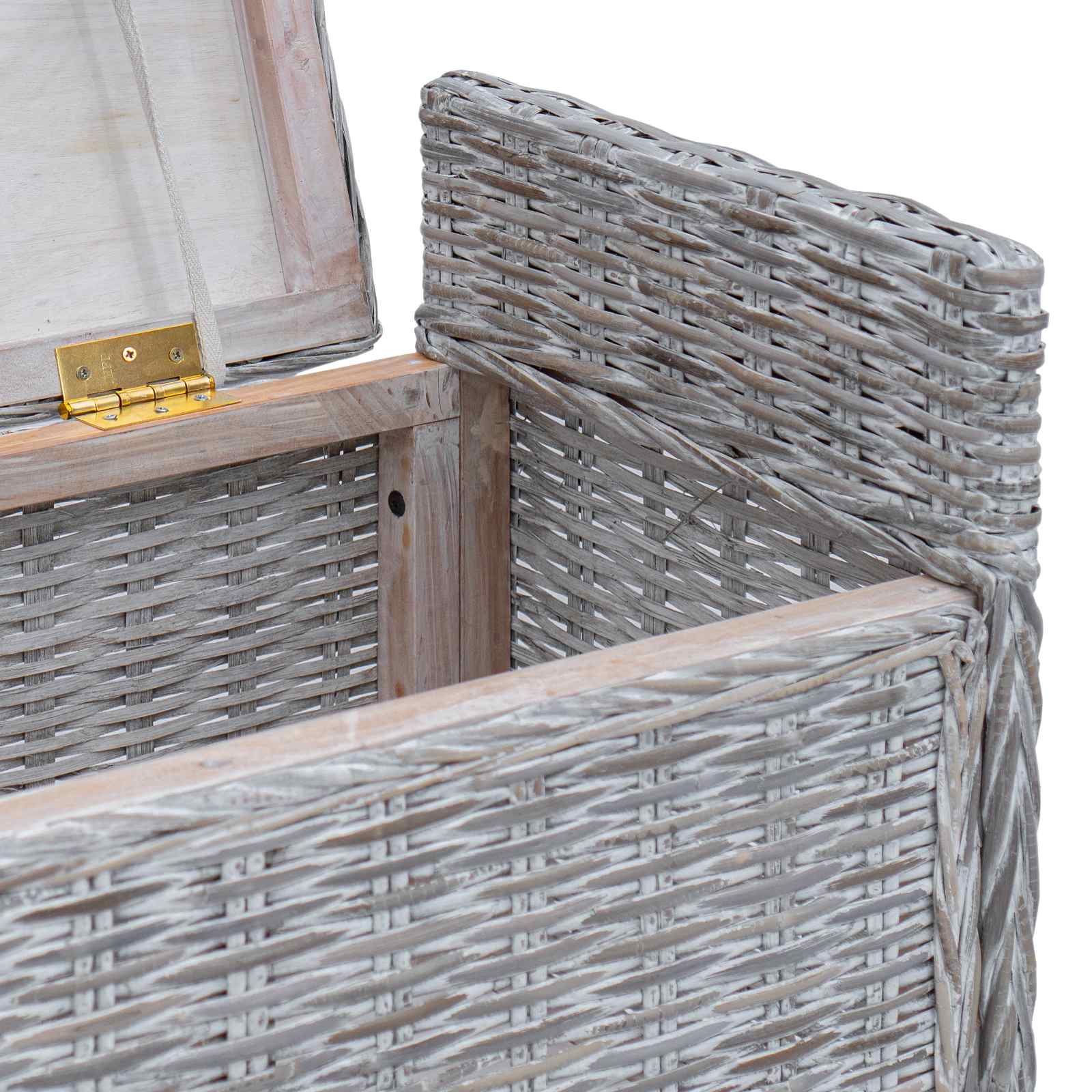 Oppbevaringsbenk Med Pute Hvitvask 110 X 40 X 50 Cm Rotting