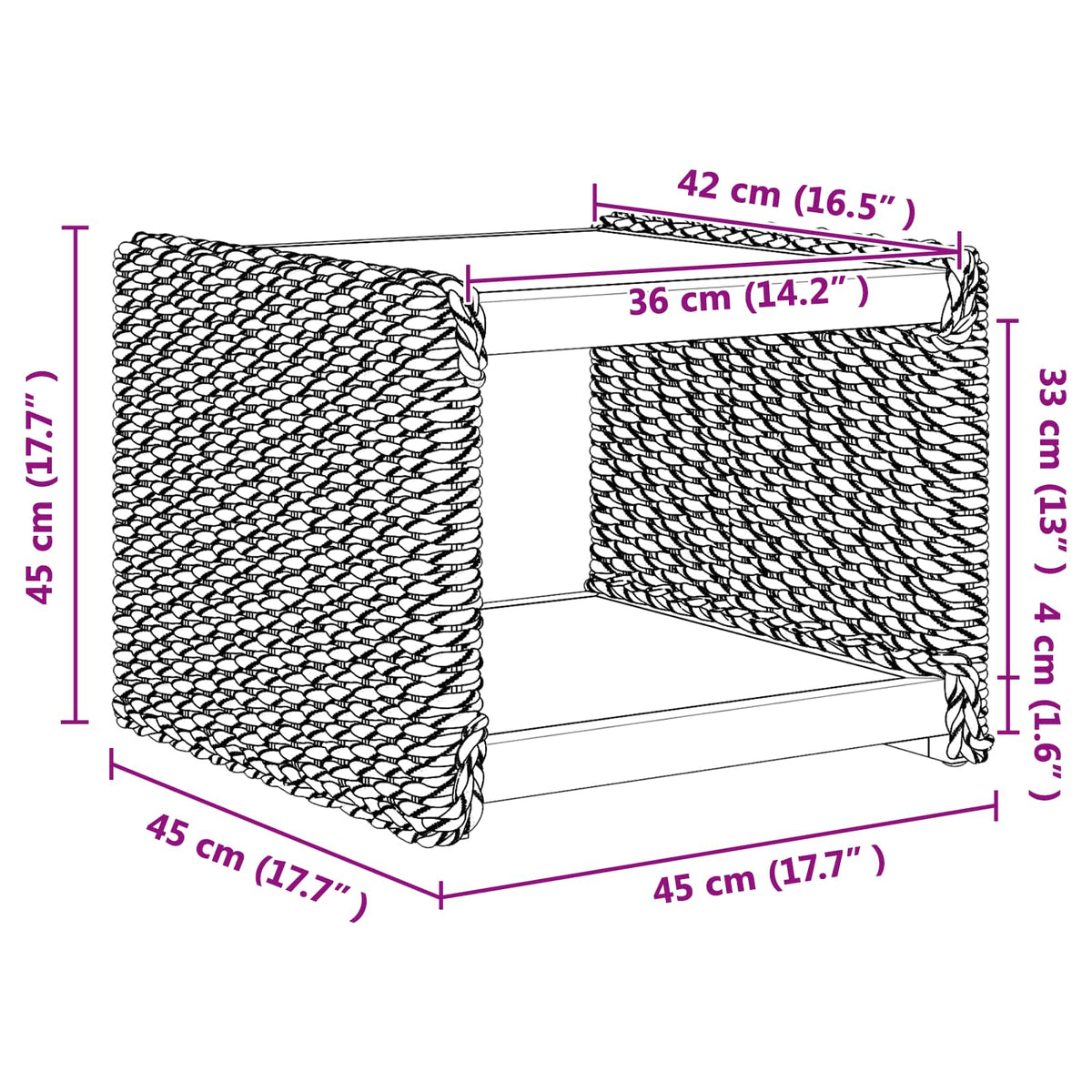 Sidetabell Naturlig 44.5 X 45 X 45 Cm Massiv Mahogni Tre