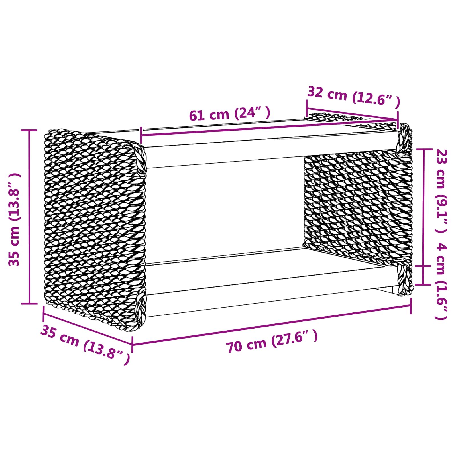 Sidetabell Naturlig 44.5 X 45 X 45 Cm Massiv Mahogni Tre