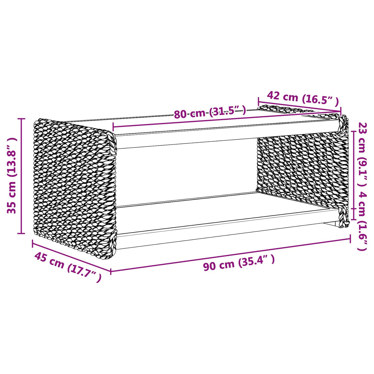 Sidetabell Naturlig 44.5 X 45 X 45 Cm Massiv Mahogni Tre