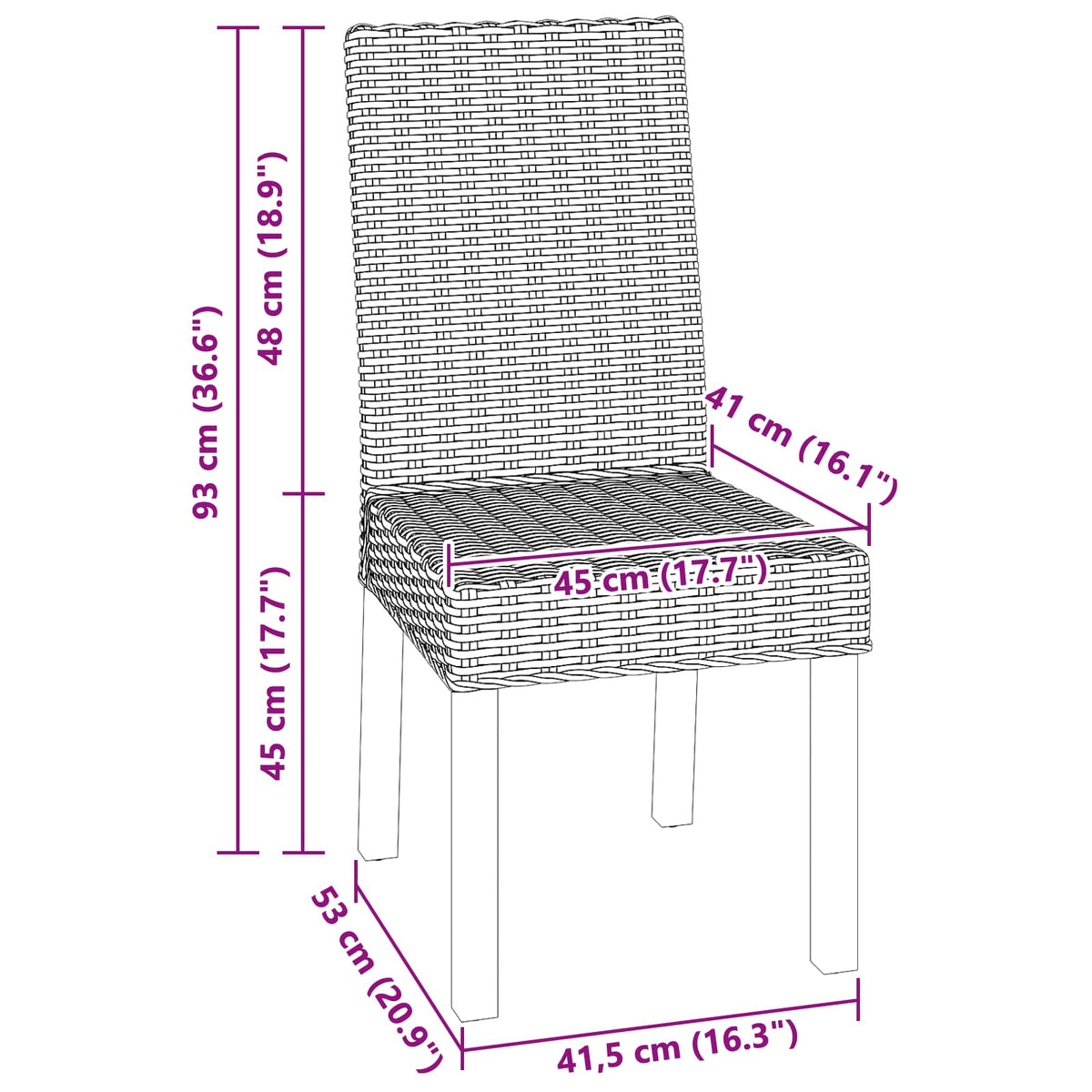 Spisestuestol 2 Pcs Naturlig 45 X 54 X 93 Cm Massiv Mahogni Tre