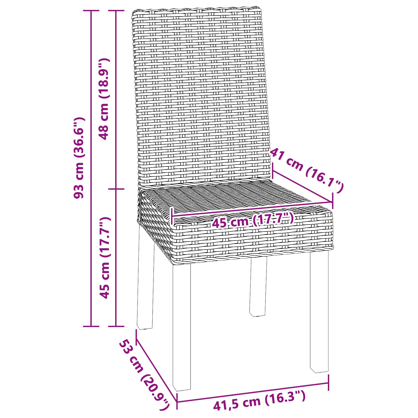 Spisestuestol 2 Pcs Naturlig 45 X 54 X 93 Cm Massiv Mahogni Tre