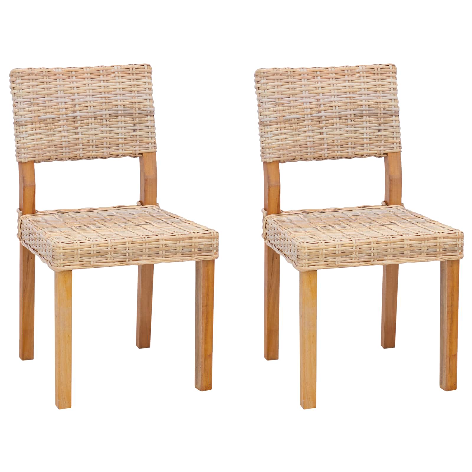 2 Pcs Naturlig 45 X 55 X 84 Cm Kubu Rattan