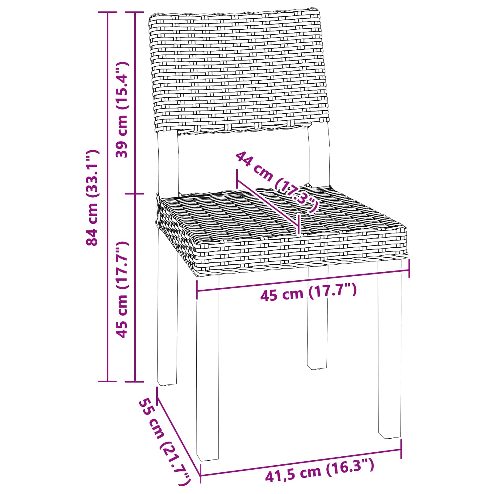 2 Pcs Naturlig 45 X 55 X 84 Cm Kubu Rattan