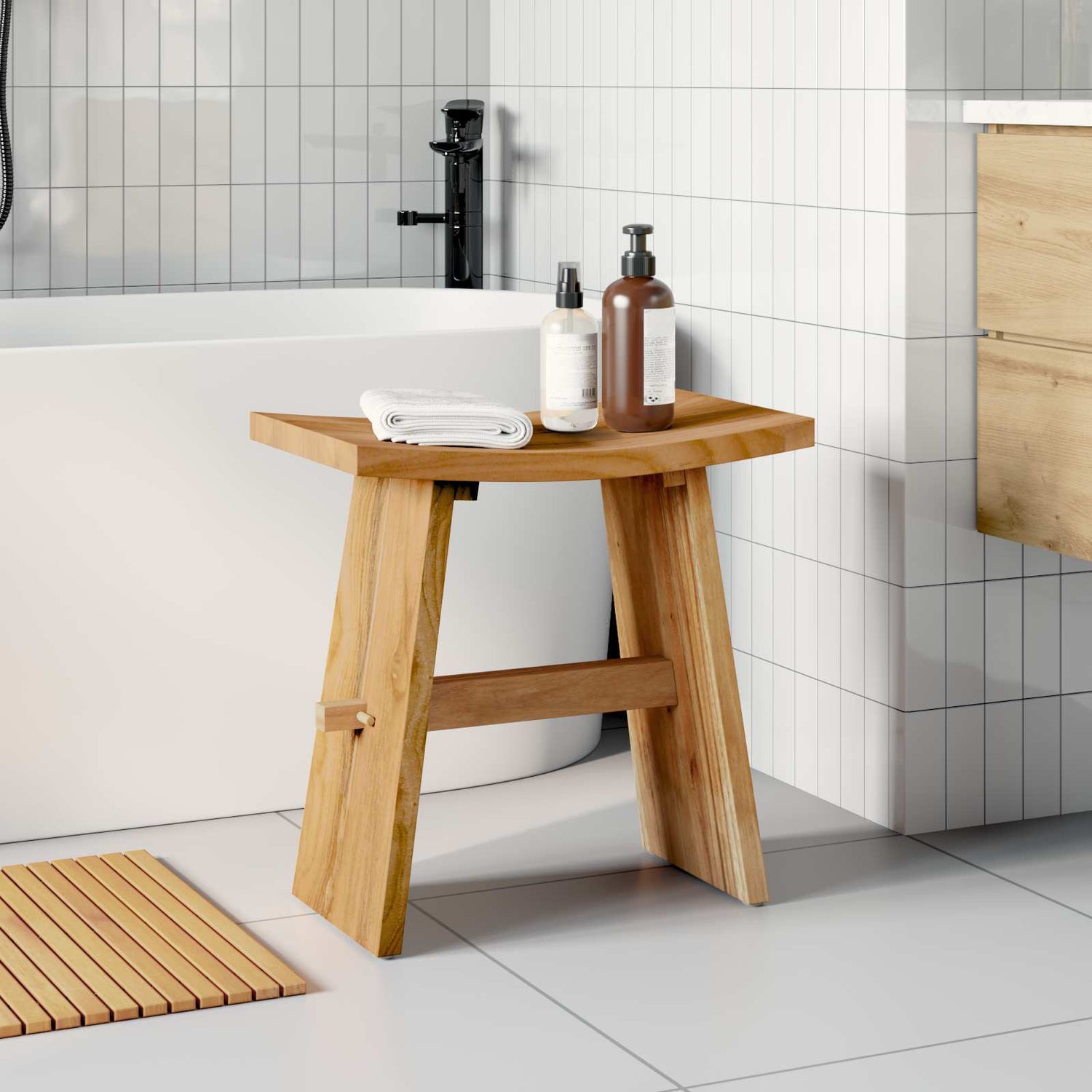 Badestol Brun 50 X 29,5 X 50,5 Cm Massivt Teaktre