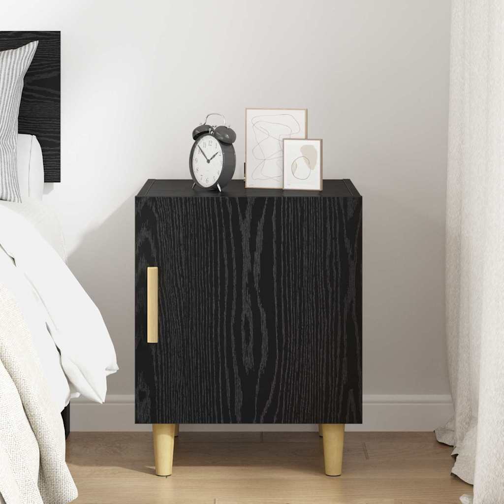 Nattbordskap Svart Eik 40 X 40 X 50 Cm Konstruert Tre