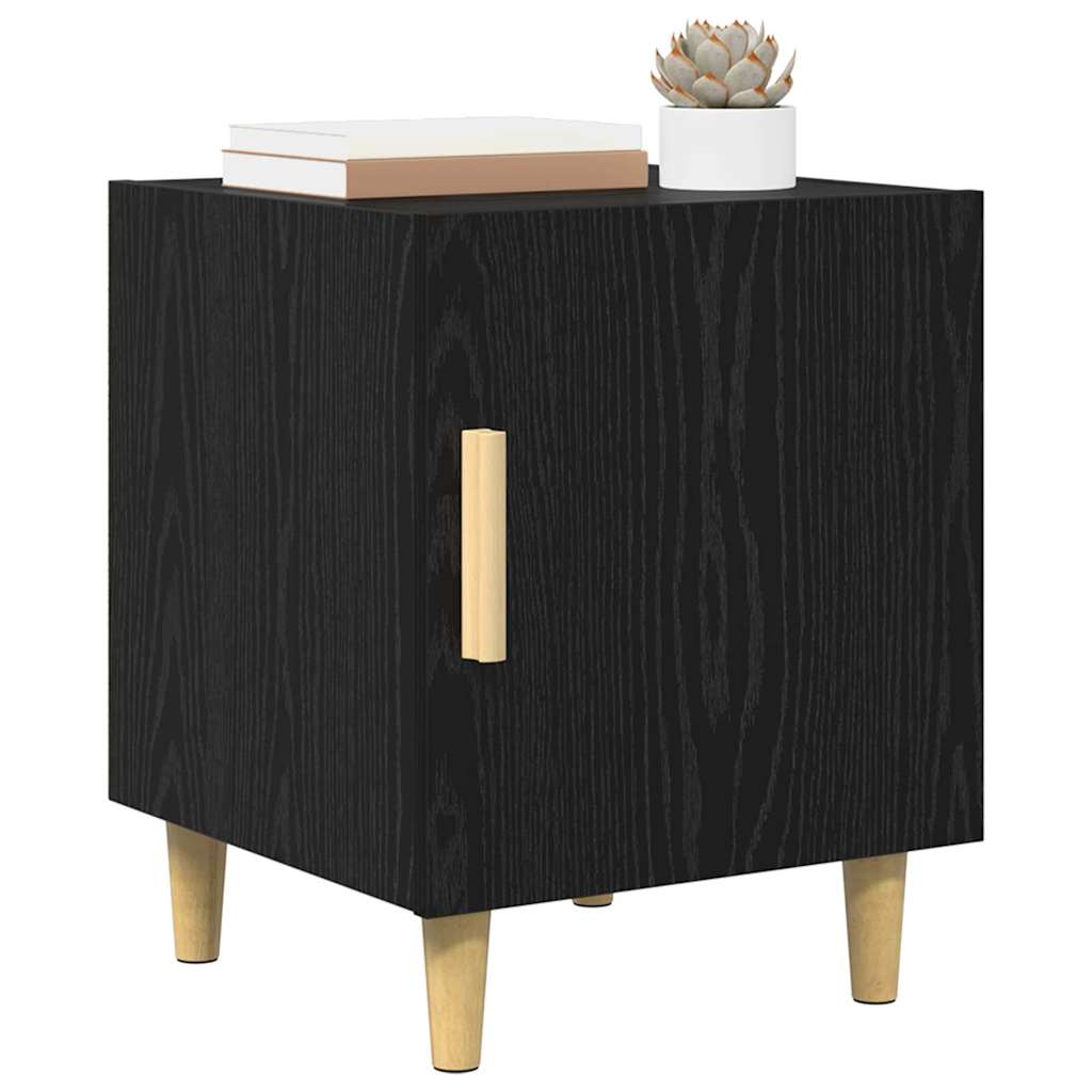 Nattbordskap Svart Eik 40 X 40 X 50 Cm Konstruert Tre