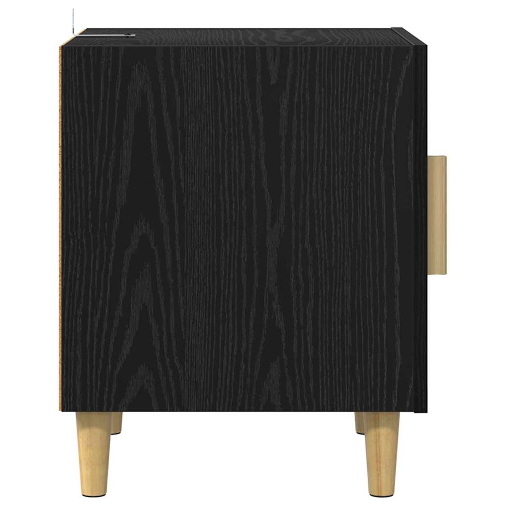 Nattbordskap Svart Eik 40 X 40 X 50 Cm Konstruert Tre