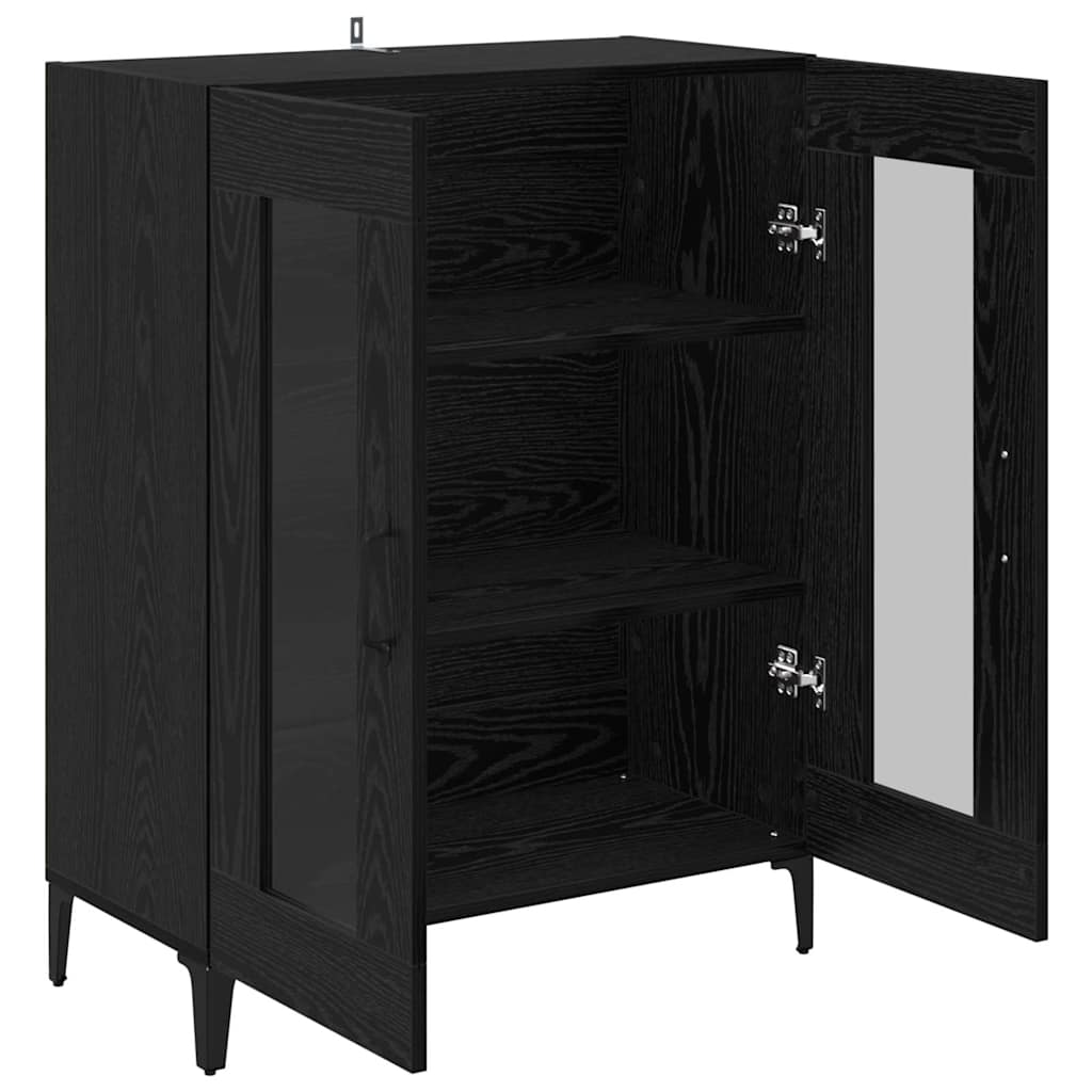 Serviesskap Svart Eik 69,5 X 34 X 90 Cm Ingeniørtre Og Jern
