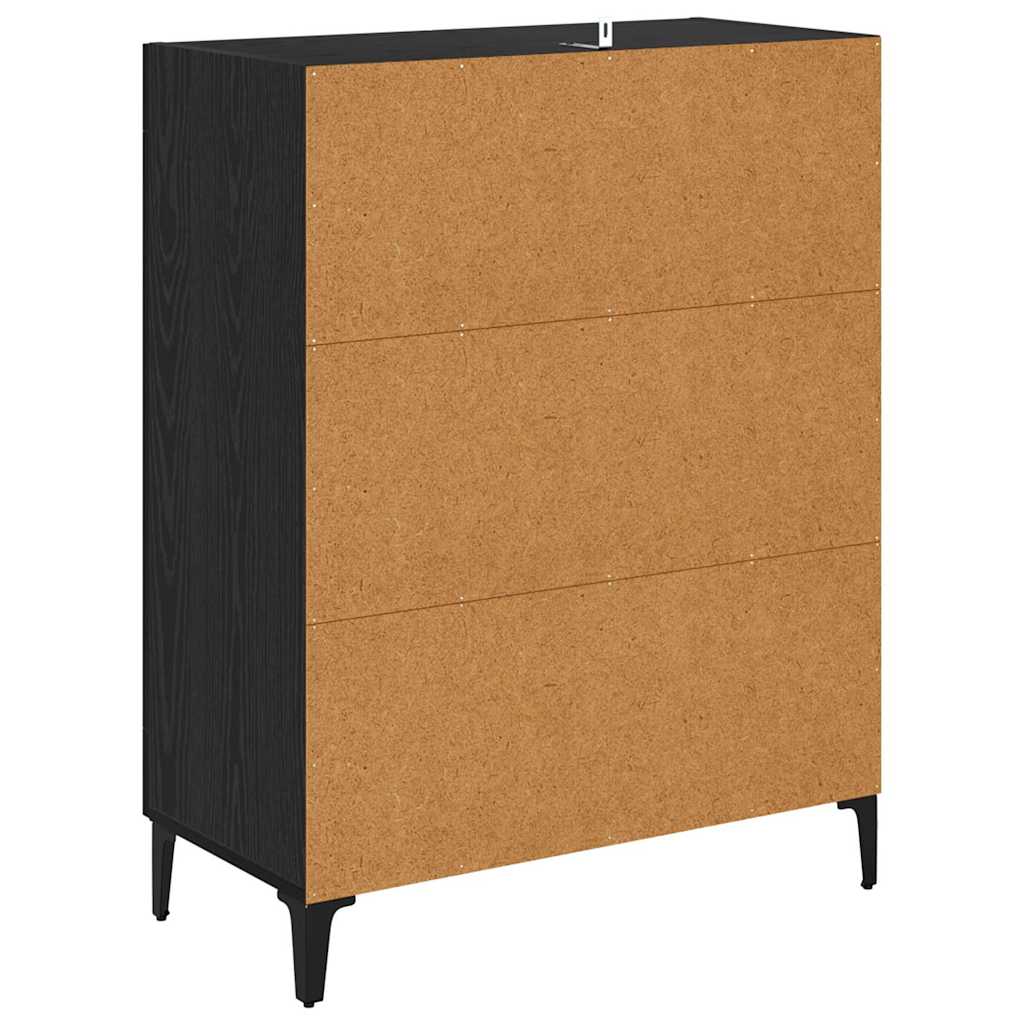 Serviesskap Svart Eik 69,5 X 34 X 90 Cm Ingeniørtre Og Jern