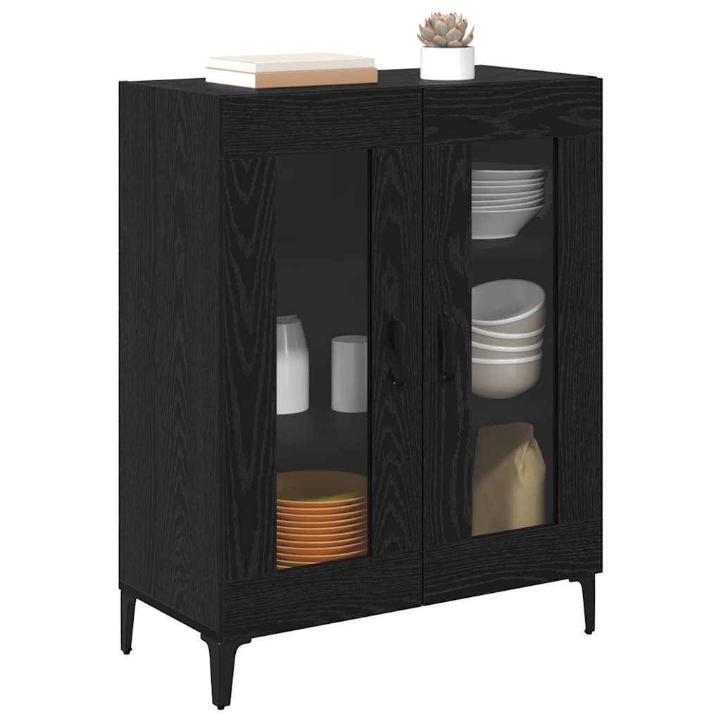 Serviesskap Svart Eik 69,5 X 34 X 90 Cm Ingeniørtre Og Jern