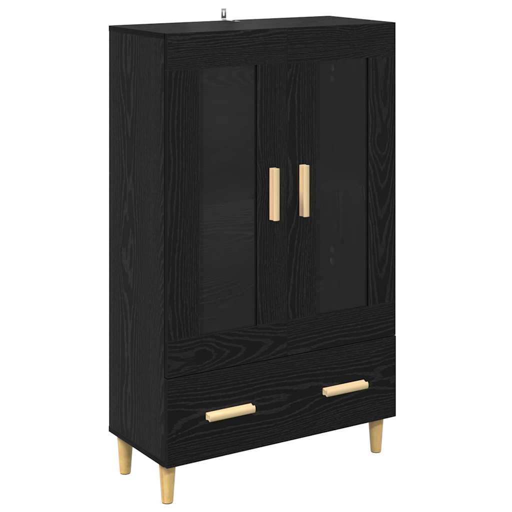Høyskap Med Skuff Svart Eik 70 X 31 X 115 Cm Konstruert Tre