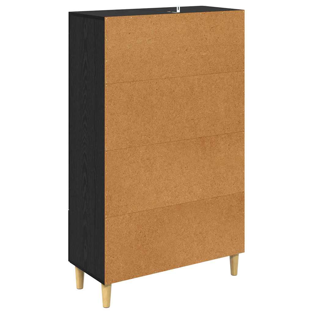 Høyskap Med Skuff Svart Eik 70 X 31 X 115 Cm Konstruert Tre