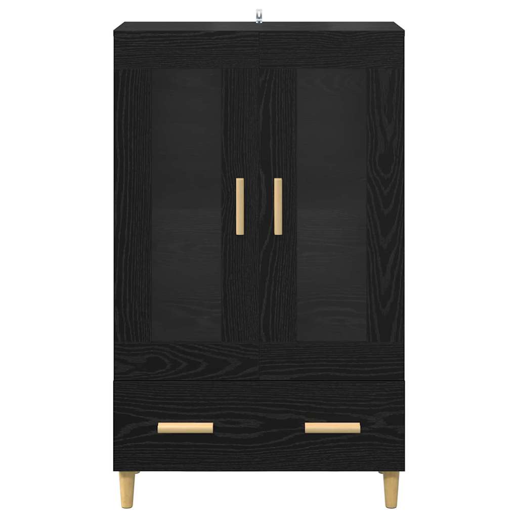 Høyskap Med Skuff Svart Eik 70 X 31 X 115 Cm Konstruert Tre
