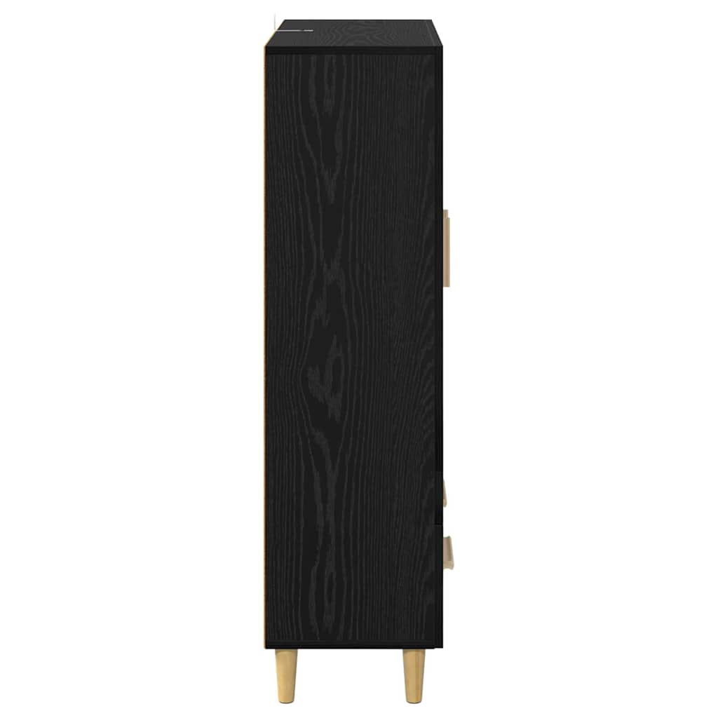 Høyskap Med Skuff Svart Eik 70 X 31 X 115 Cm Konstruert Tre