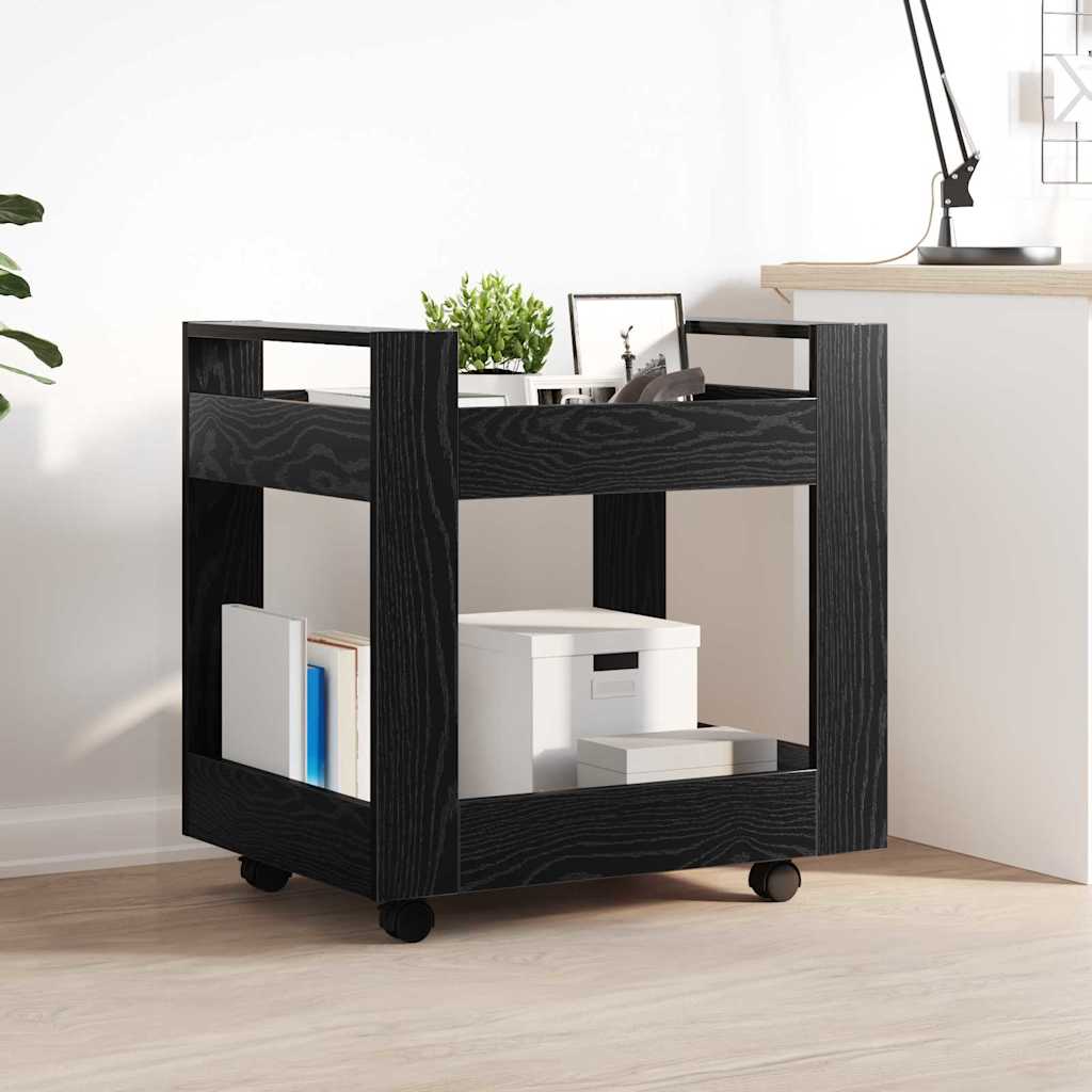 Skrivebordvogn Svart Eik 60 X 45 X 60 Cm Konstruert Tre