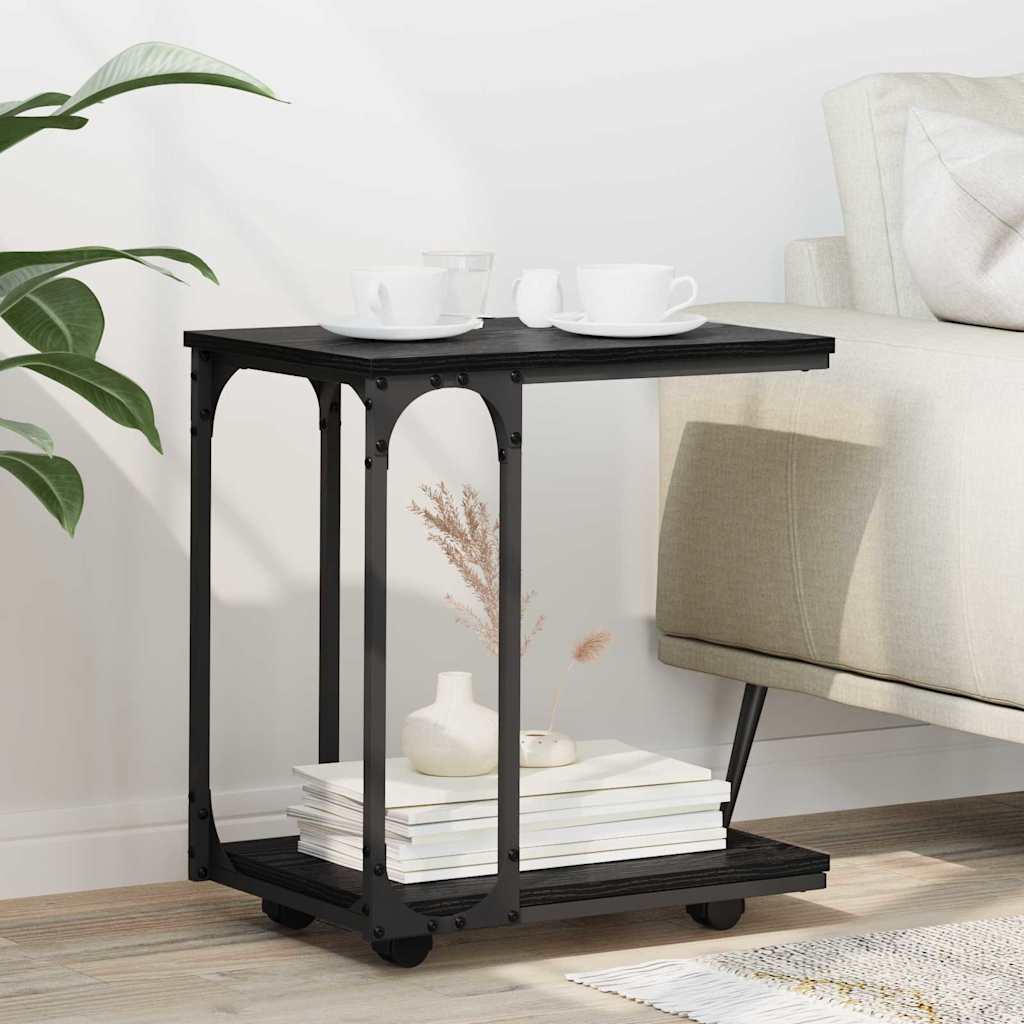 Sidetabell Med Hylle Svart Eik 50 X 35 X 55.5 Cm Konstruert Tre