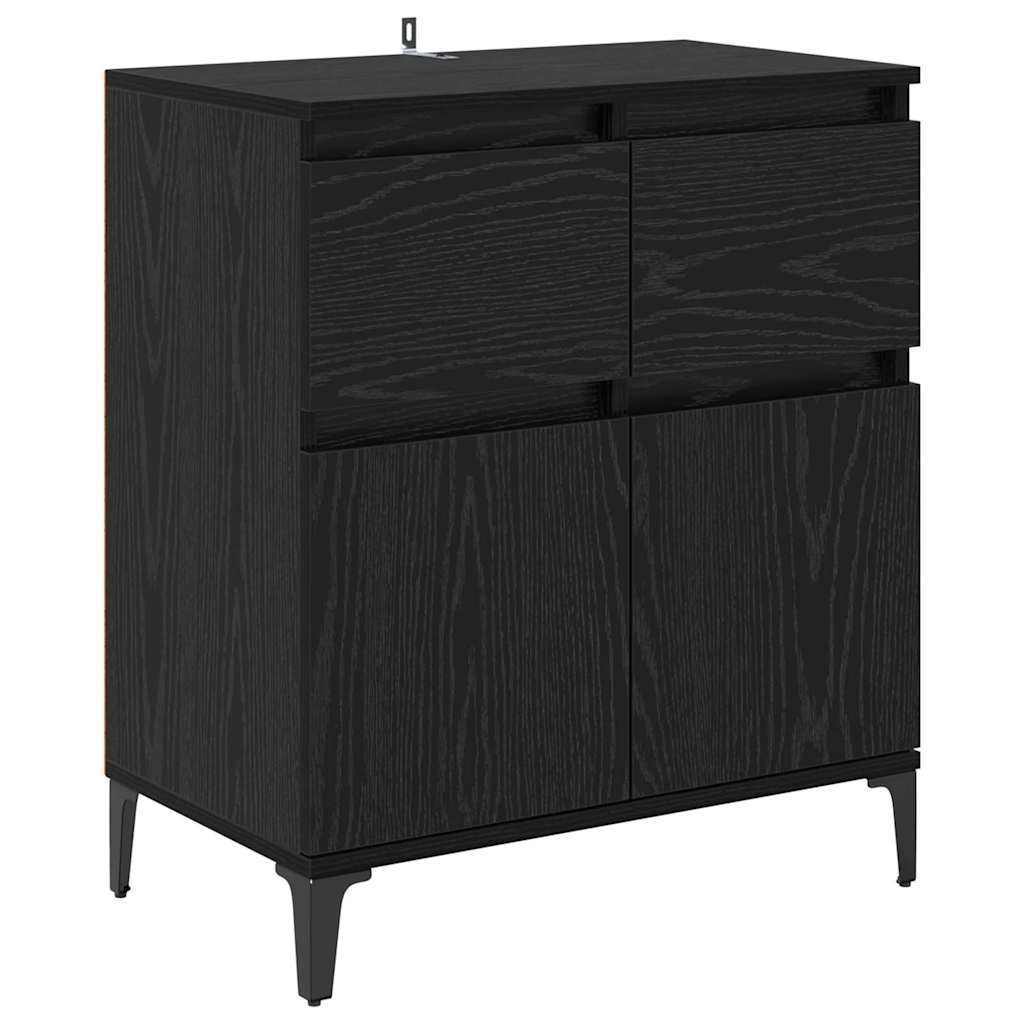 Serviesskap Svart Eik 60 X 35 X 70 Cm Ingeniørtre Og Jern