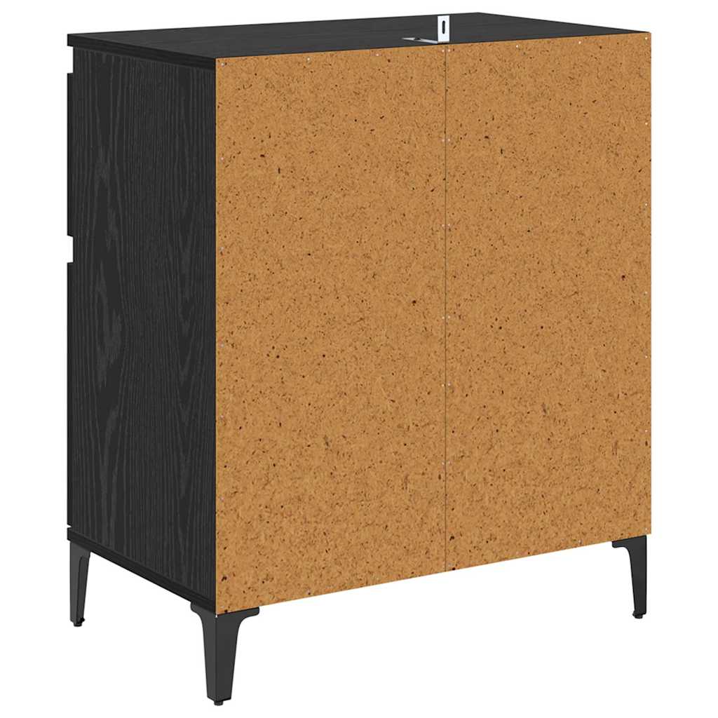 Serviesskap Svart Eik 60 X 35 X 70 Cm Ingeniørtre Og Jern
